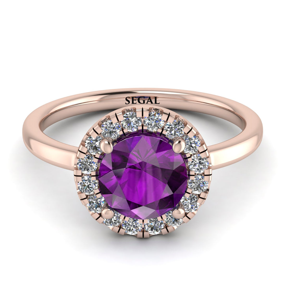 1ct Round Amethyst Engagement Ring - Natalia No. 302