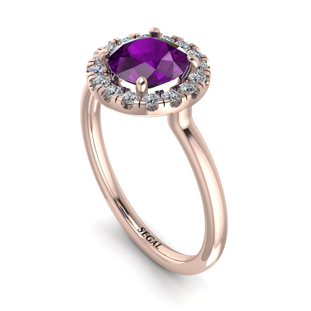 1ct Round Amethyst Engagement Ring - Natalia No. 302