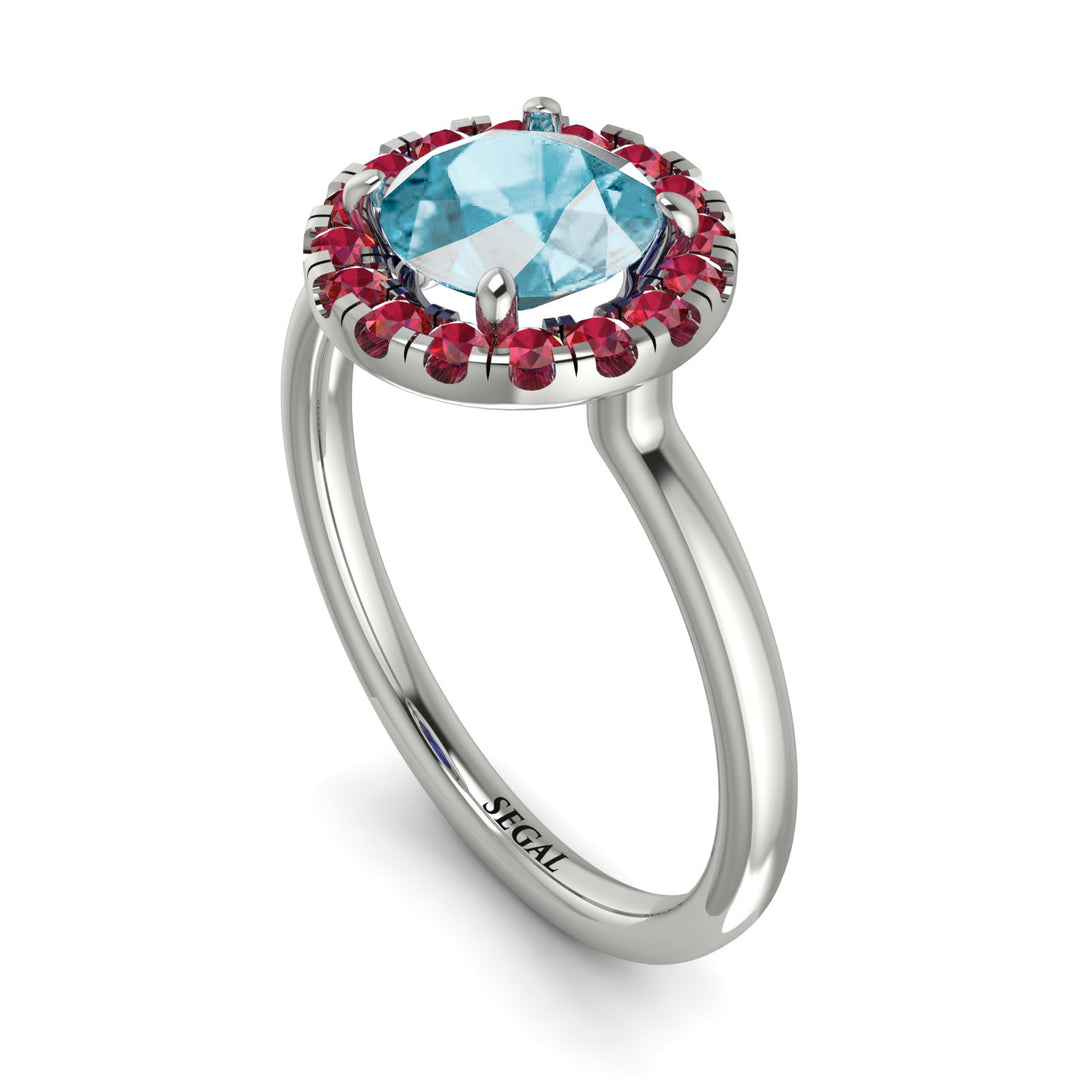 1ct Round Aquamarine Engagement Ring - Natalia No. 412