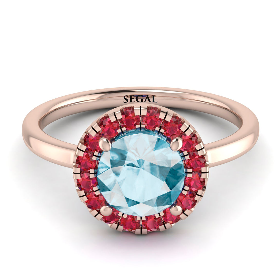 1ct Round Aquamarine Engagement Ring - Natalia No. 411