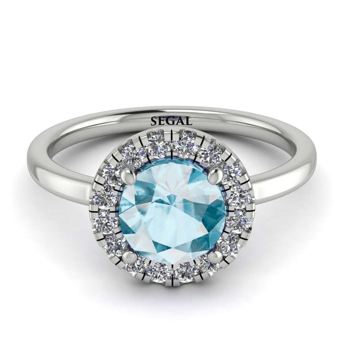 1ct Round Aquamarine Engagement Ring - Natalia No. 403