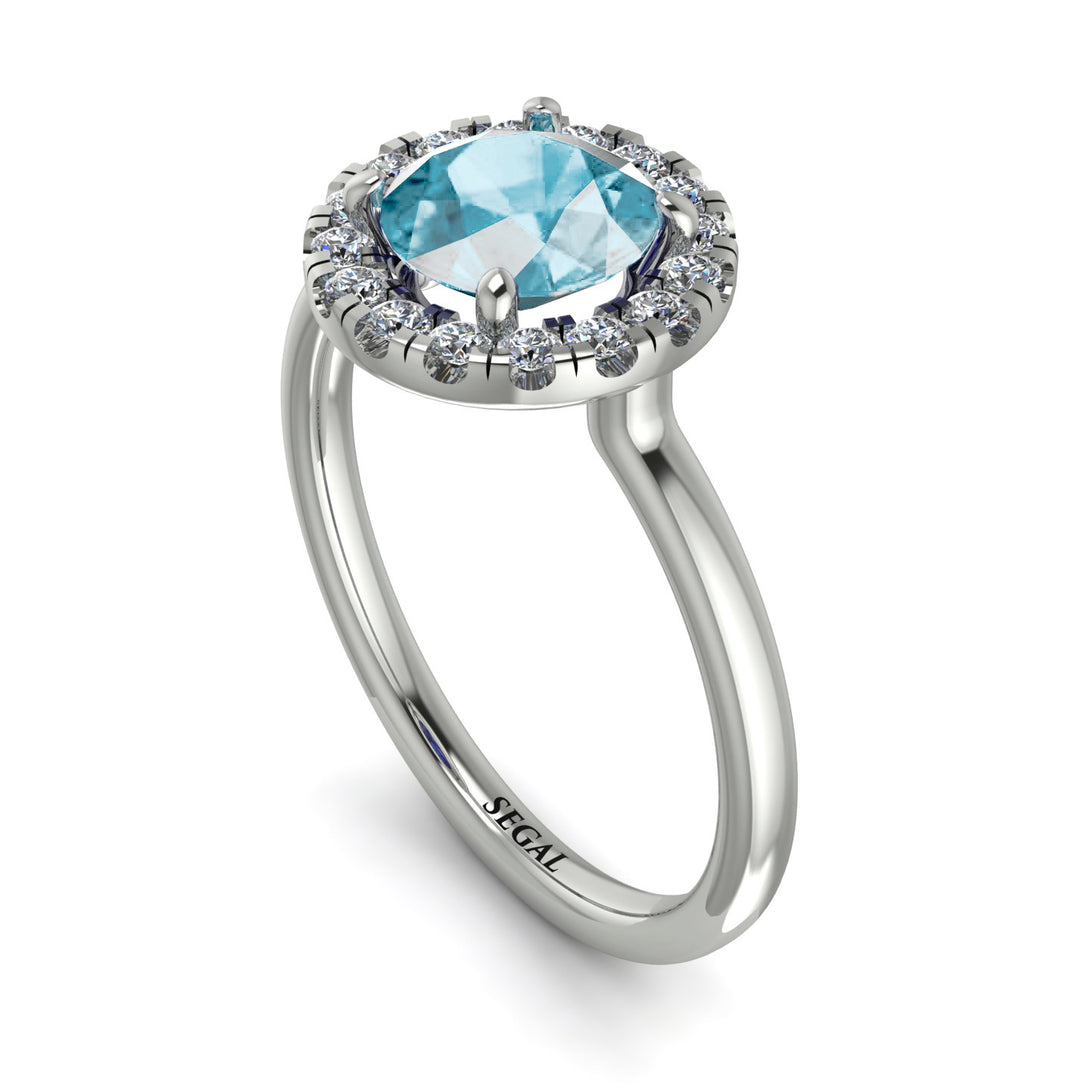 1ct Round Aquamarine Engagement Ring - Natalia No. 403