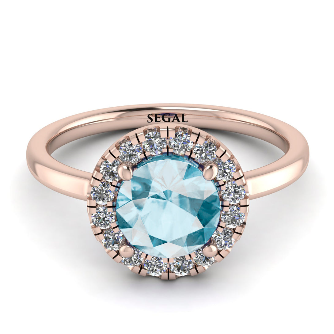 1ct Round Aquamarine Engagement Ring - Natalia No. 402