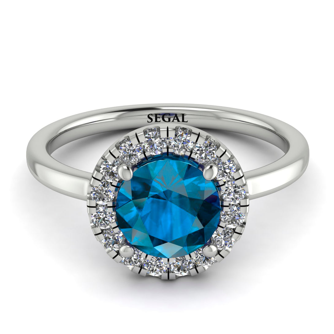 1ct Round Blue Topaz Engagement Ring - Natalia No. 503