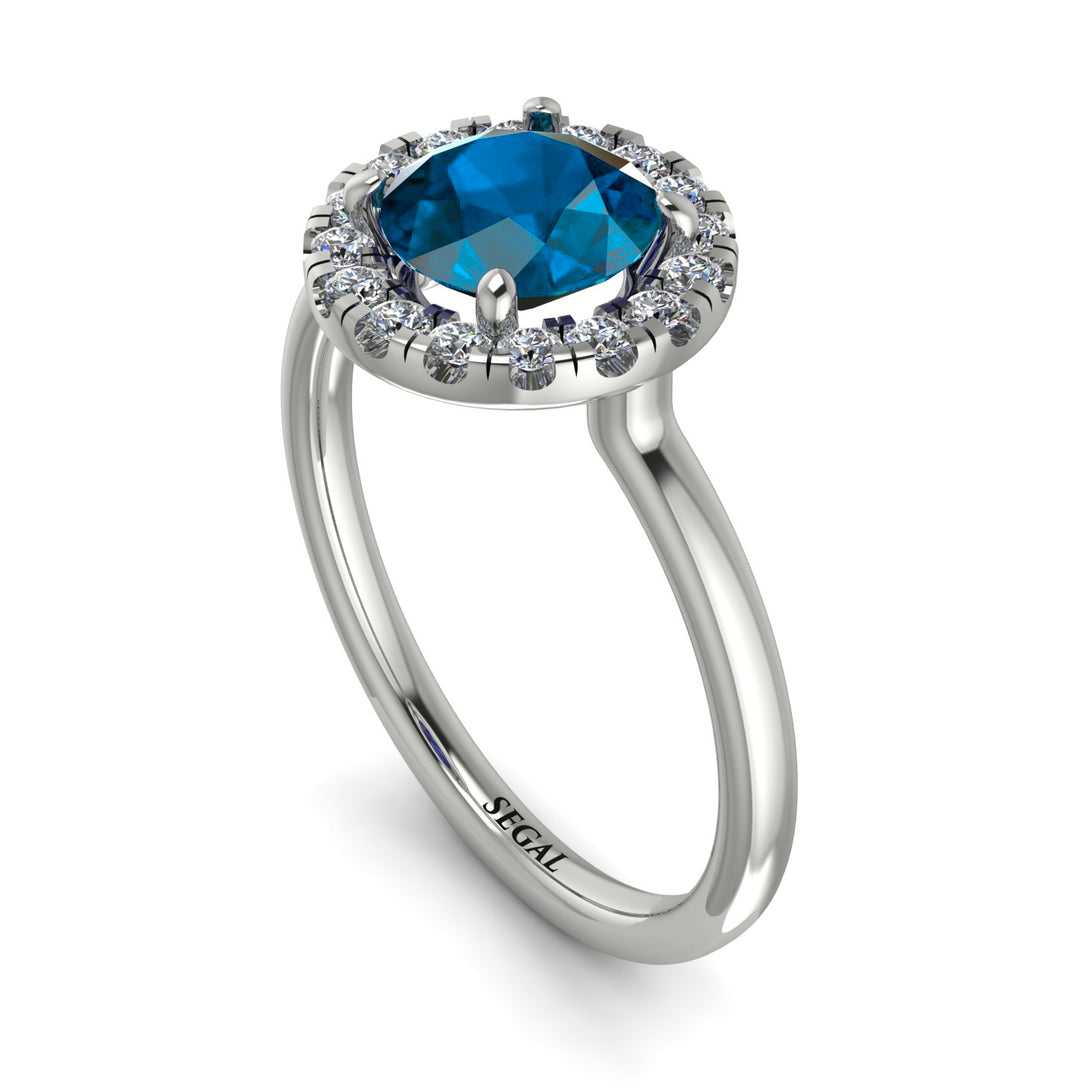 1ct Round Blue Topaz Engagement Ring - Natalia No. 503
