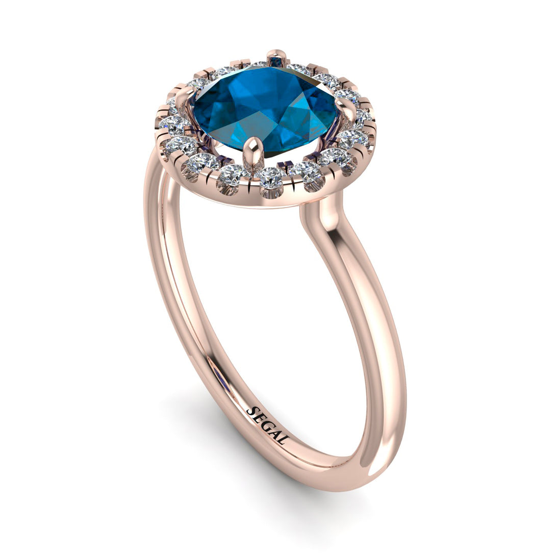 1ct Round Blue Topaz Engagement Ring - Natalia No. 502