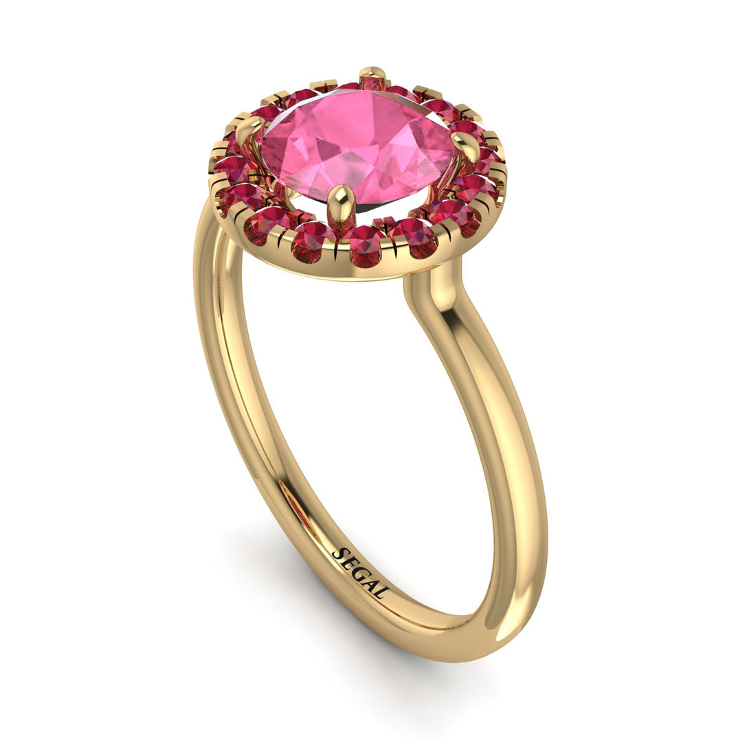 1ct Round Pink Moissanite Engagement Ring - Natalia No. 810