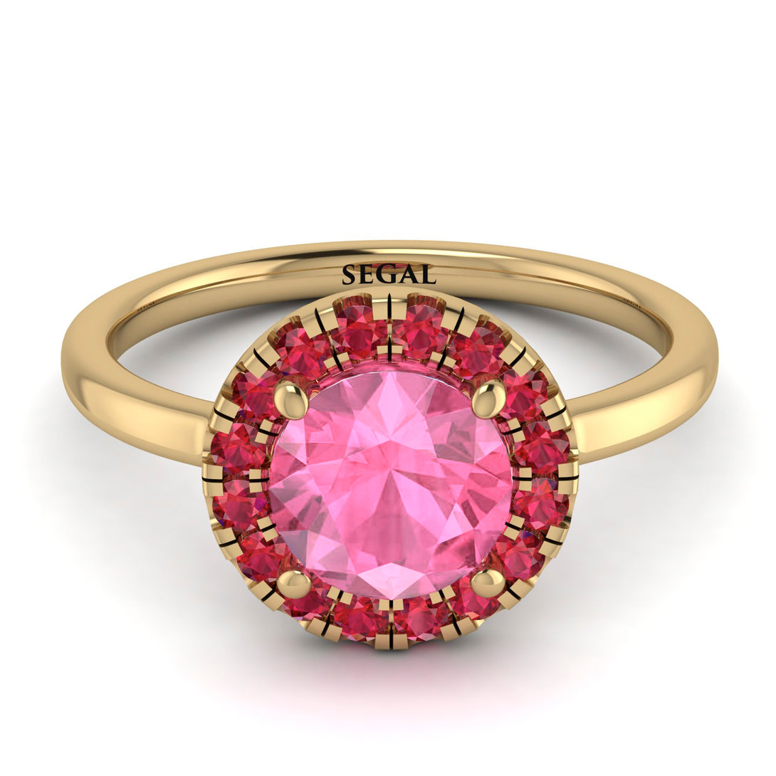 1ct Round Pink Moissanite Engagement Ring - Natalia No. 810