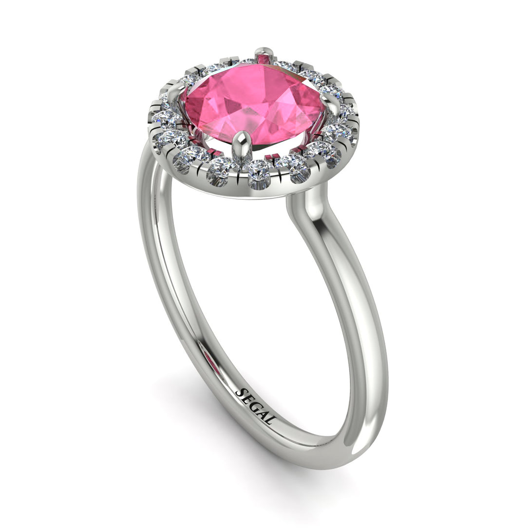 1ct Round Pink Moissanite Engagement Ring - Natalia No. 803