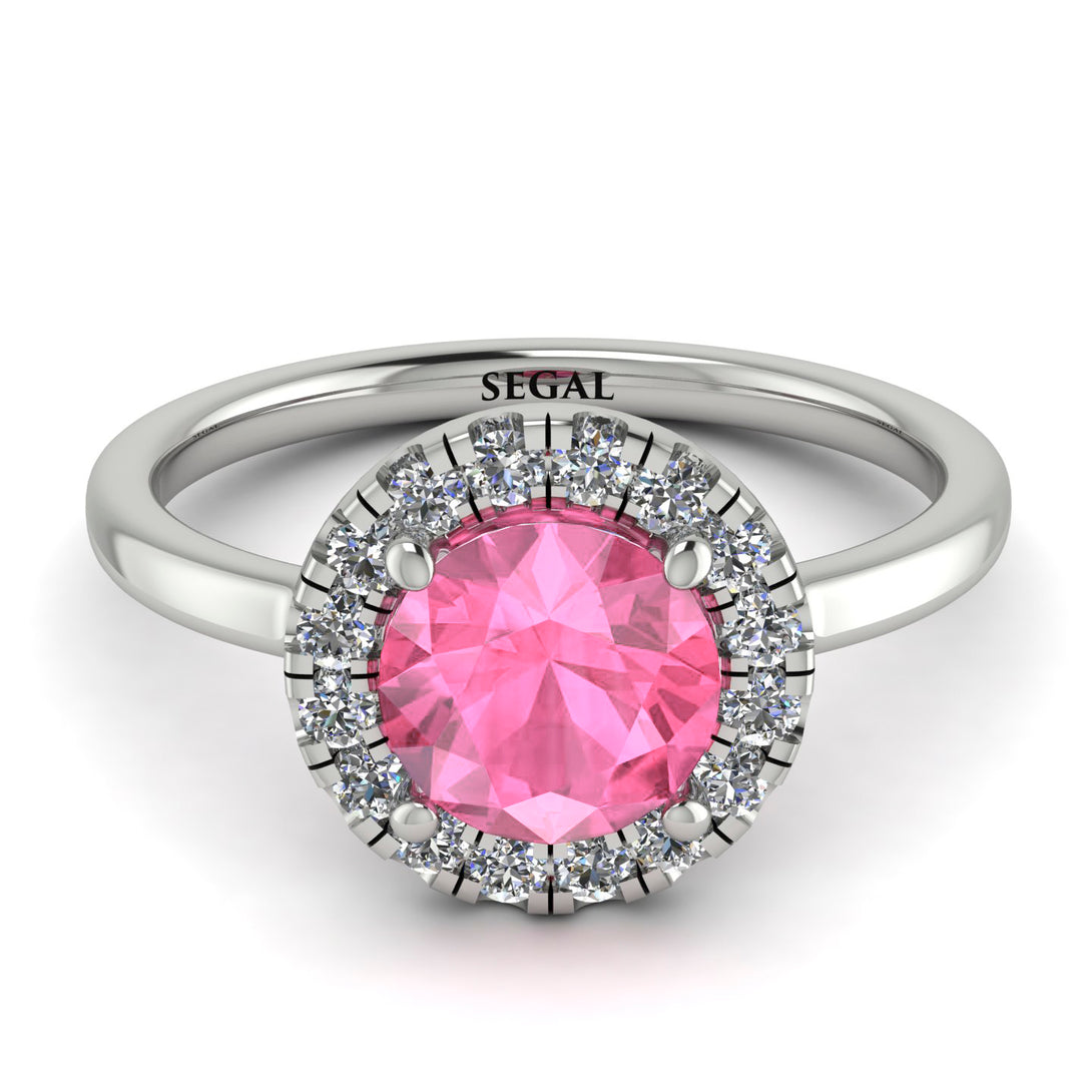 1ct Round Pink Moissanite Engagement Ring - Natalia No. 803