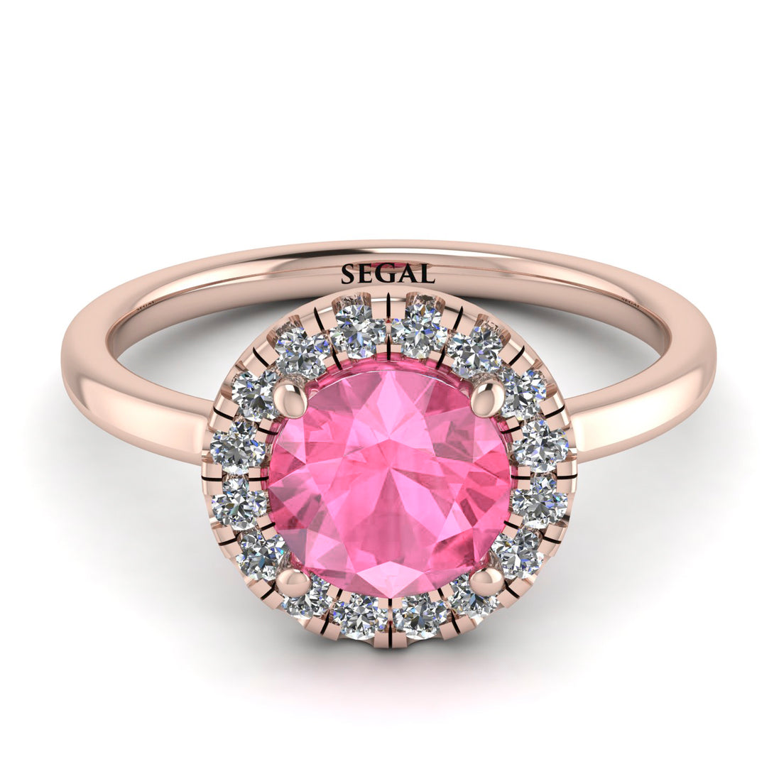 1ct Round Pink Moissanite Engagement Ring - Natalia No. 802