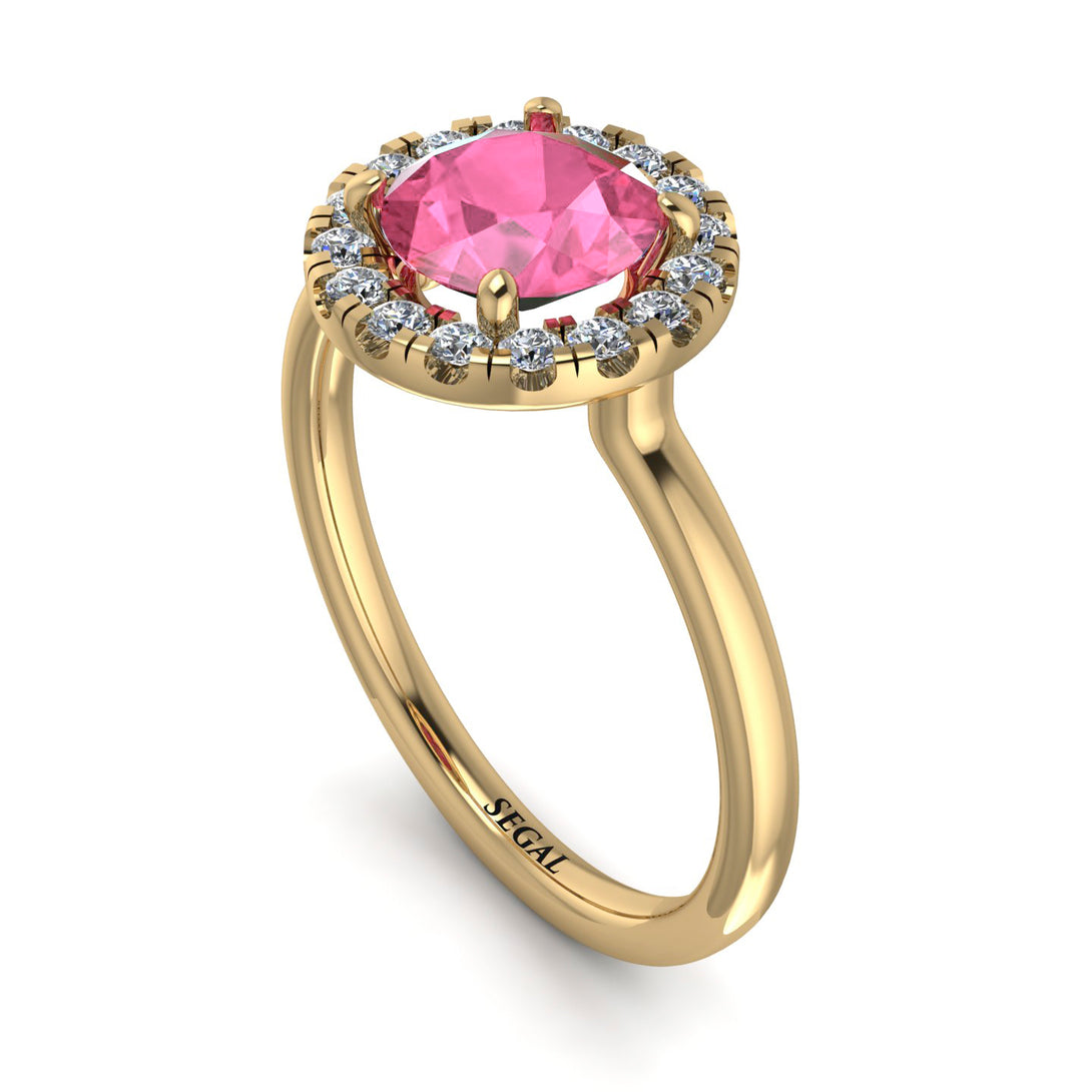 1ct Round Pink Moissanite Engagement Ring - Natalia No. 801
