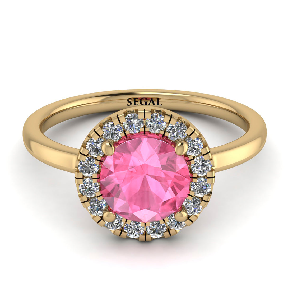 1ct Round Pink Moissanite Engagement Ring - Natalia No. 801