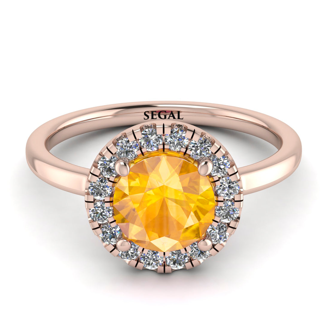 1ct Round Yellow Diamond Engagement Ring - Natalia No. 1002