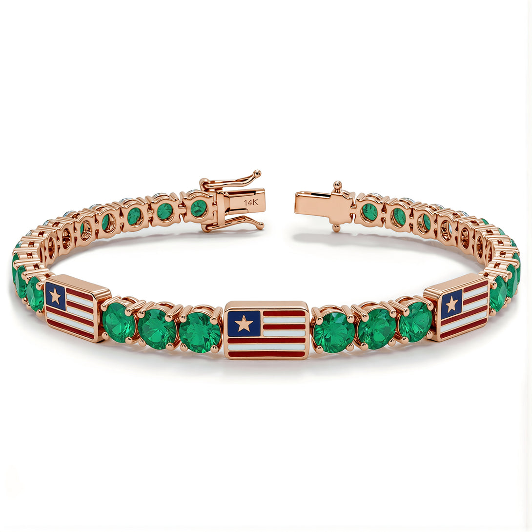 Emerald Tennis Bracelet with United States Flag no. 5