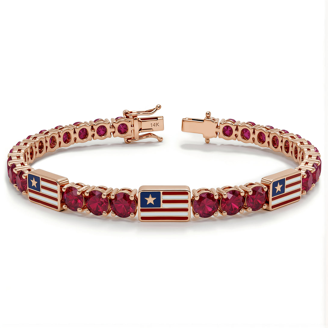 Ruby Tennis Bracelet with United States Flag no. 11