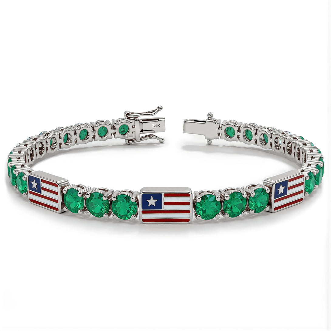 Emerald Tennis Bracelet with United States Flag no. 6