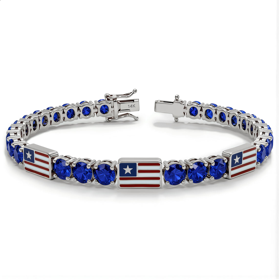 Sapphire Tennis Bracelet with United States Flag no. 15