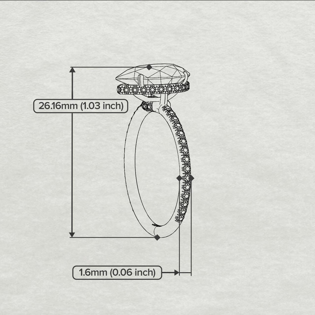 Hidden Halo Elegant Pear Emerald Engagement Ring - Ariel No. 6