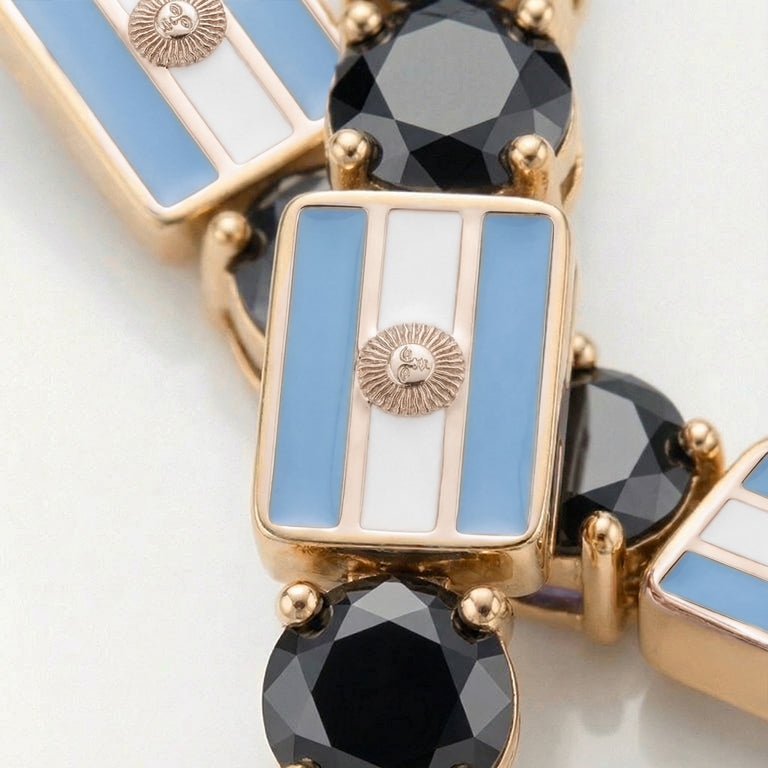 Black Diamond Tennis Bracelet with Argentina Flag no. 7