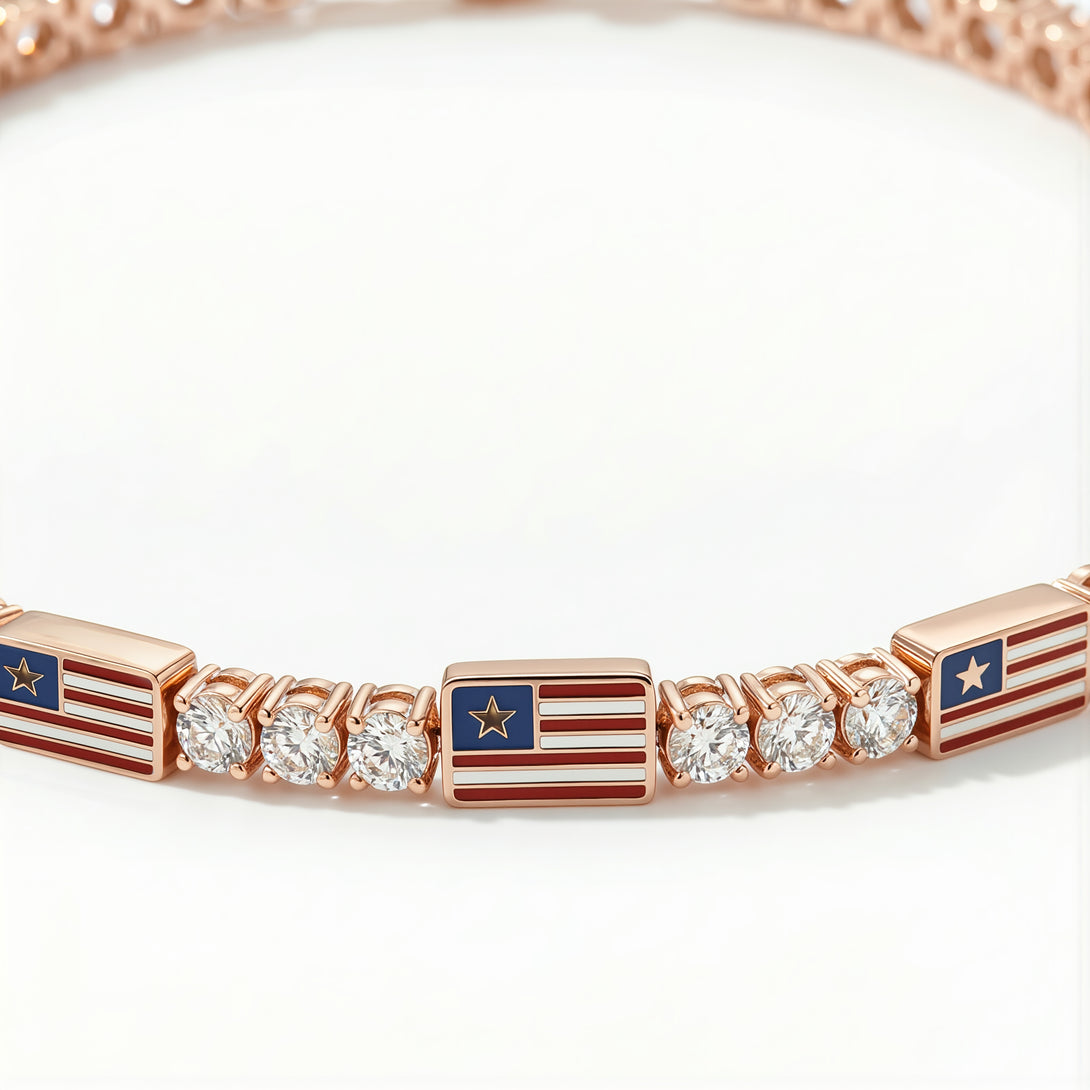 Diamond Tennis Bracelet with United States Flag no. 2