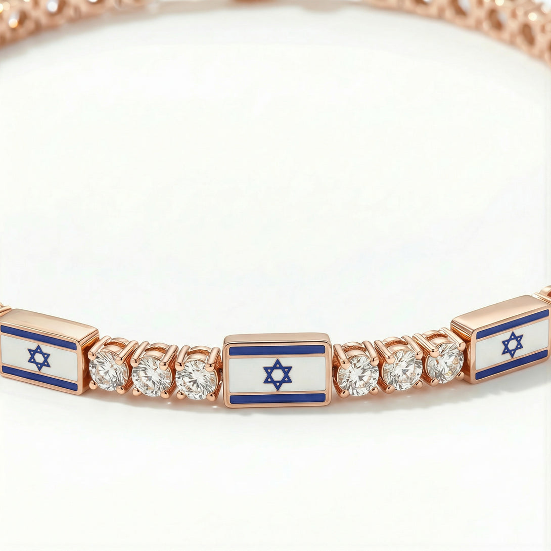 Diamond Tennis Bracelet with Israeli Flag no. 2