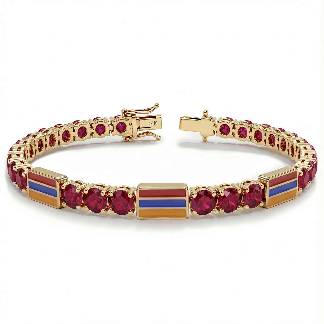 Ruby Tennis Bracelet with Armenia Flag no. 10