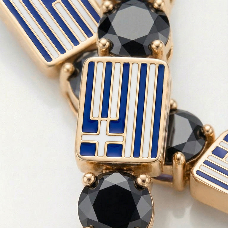 Black Diamond Tennis Bracelet with Greece Flag no. 7