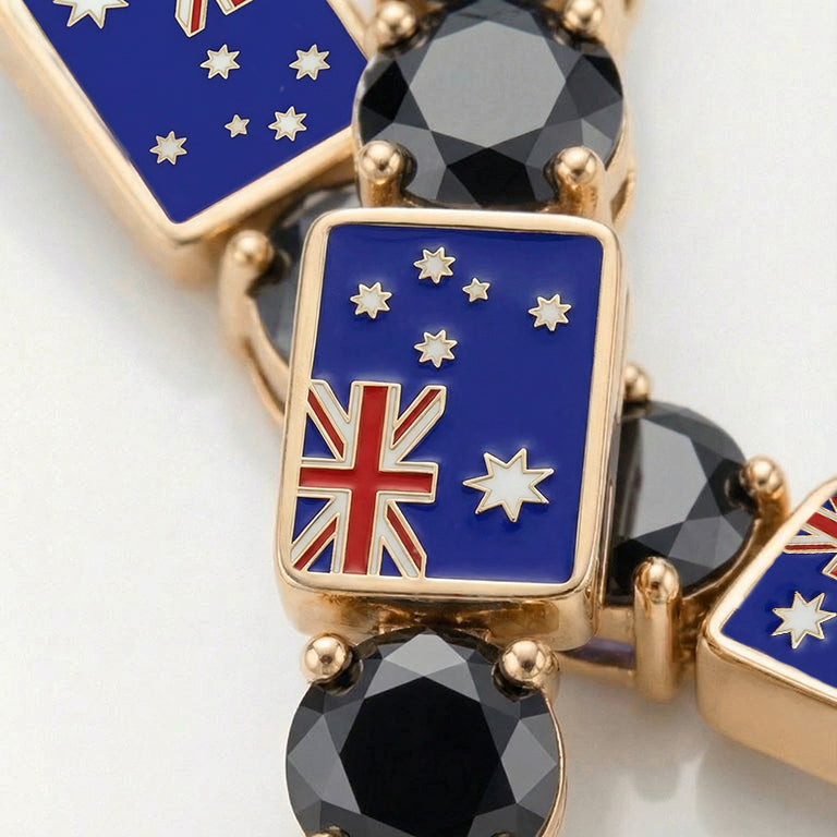Black Diamond Tennis Bracelet with Australia Flag no. 7