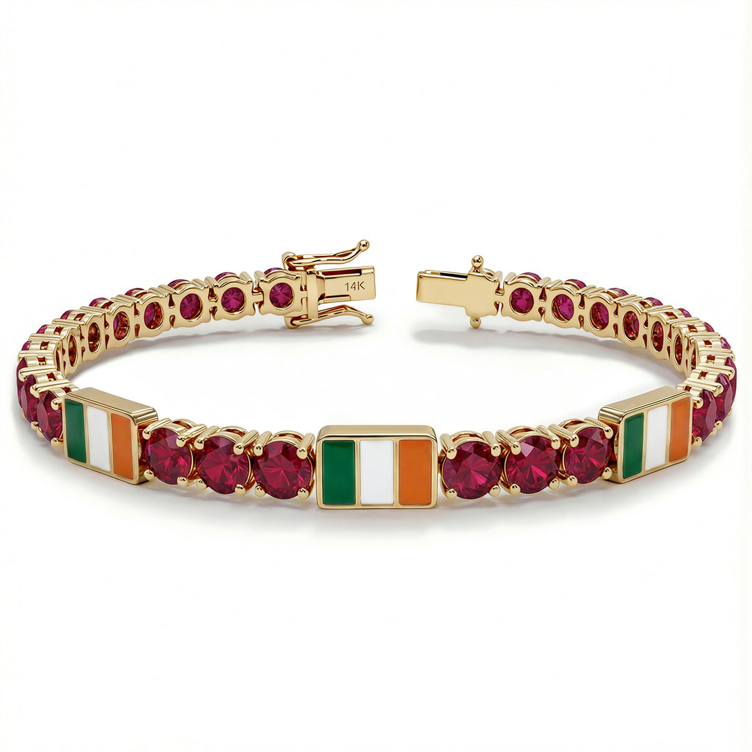 Ruby Tennis Bracelet with Ireland Flag no. 10