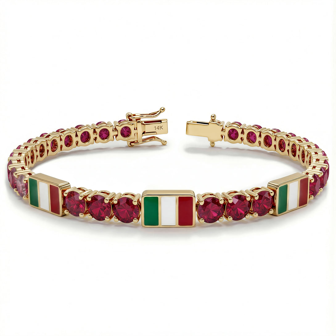 Ruby Tennis Bracelet with Mexico Flag no. 10