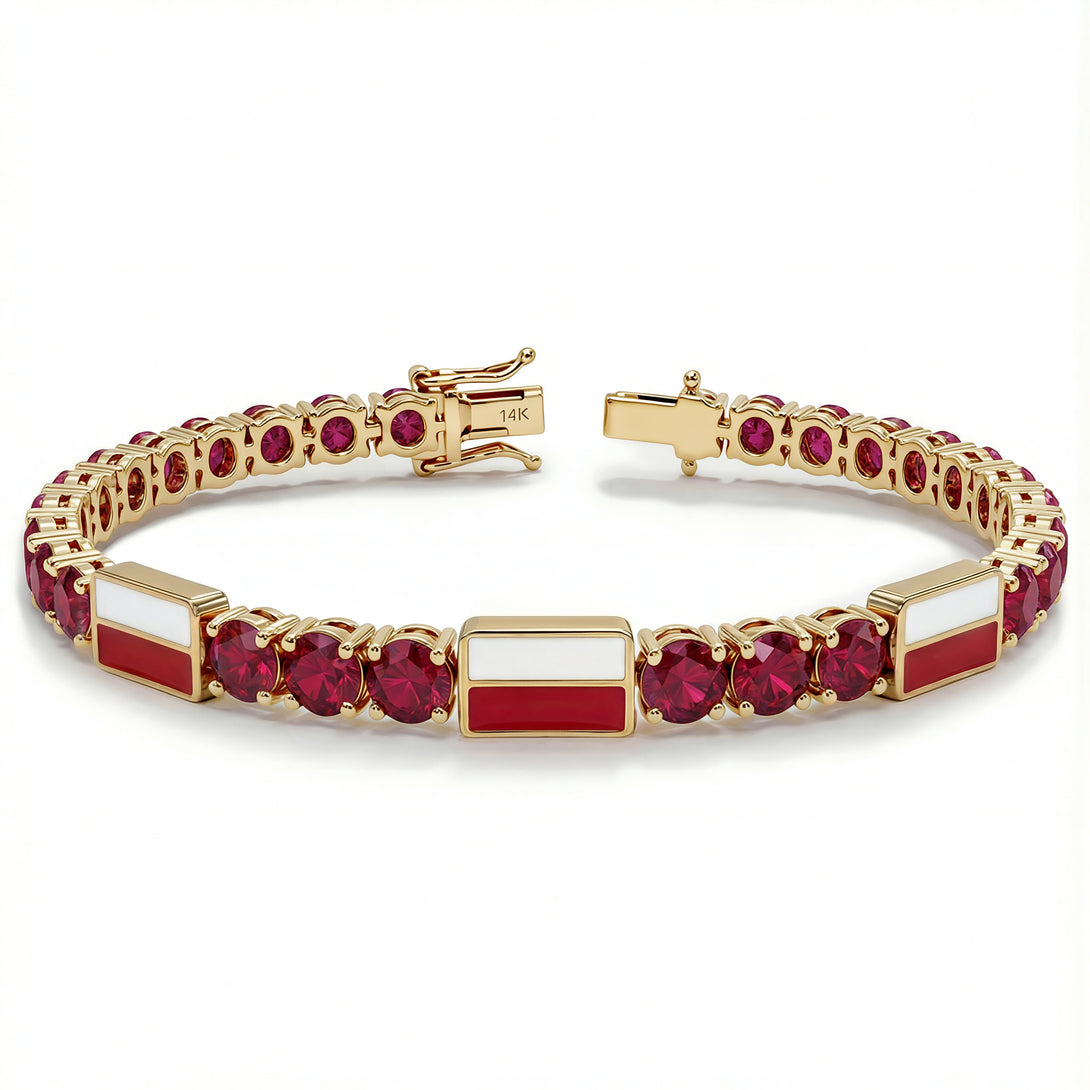 Ruby Tennis Bracelet with Poland Flag no. 10