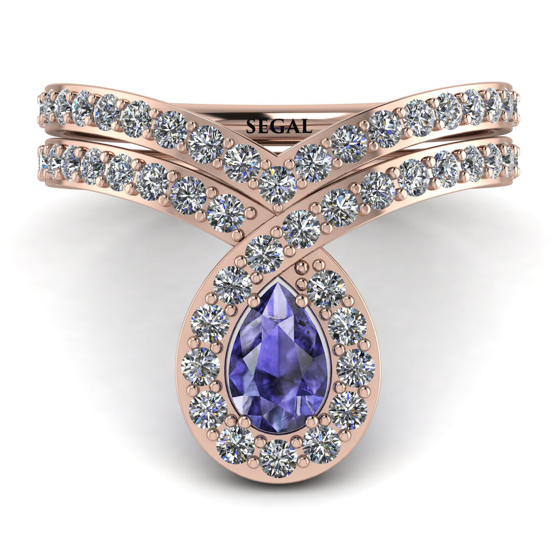 Tanzanite Pear Shape Stacking Bridal Set - Emilia No. 202