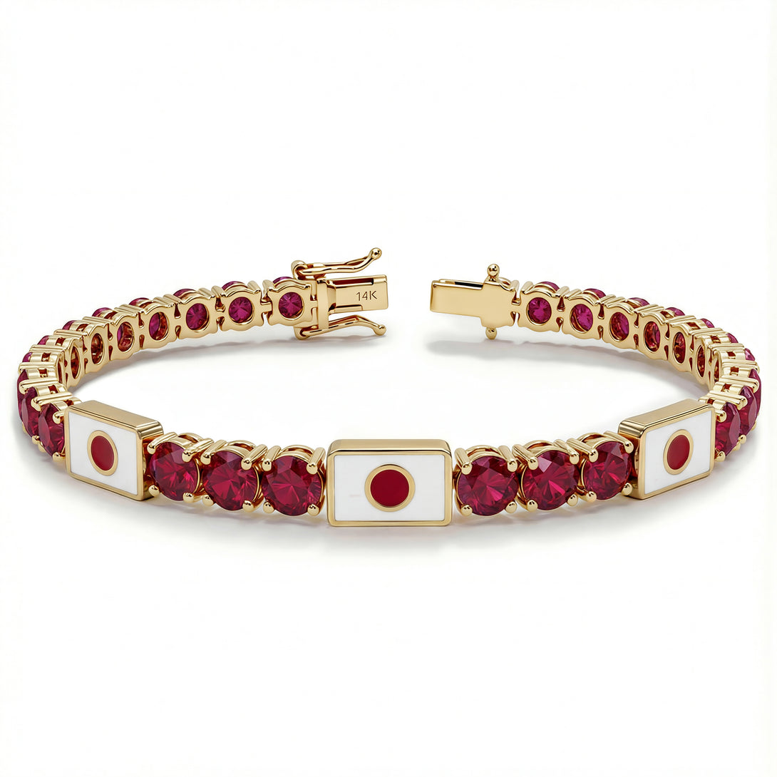 Ruby Tennis Bracelet with Japan Flag no. 10