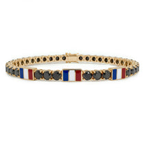 Black Diamond Tennis Bracelet with France Flag no. 7 image 1