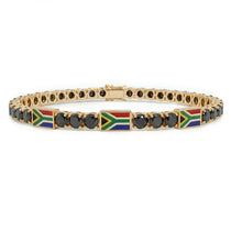 Black Diamond Tennis Bracelet with South Africa Flag no. 7 image 1