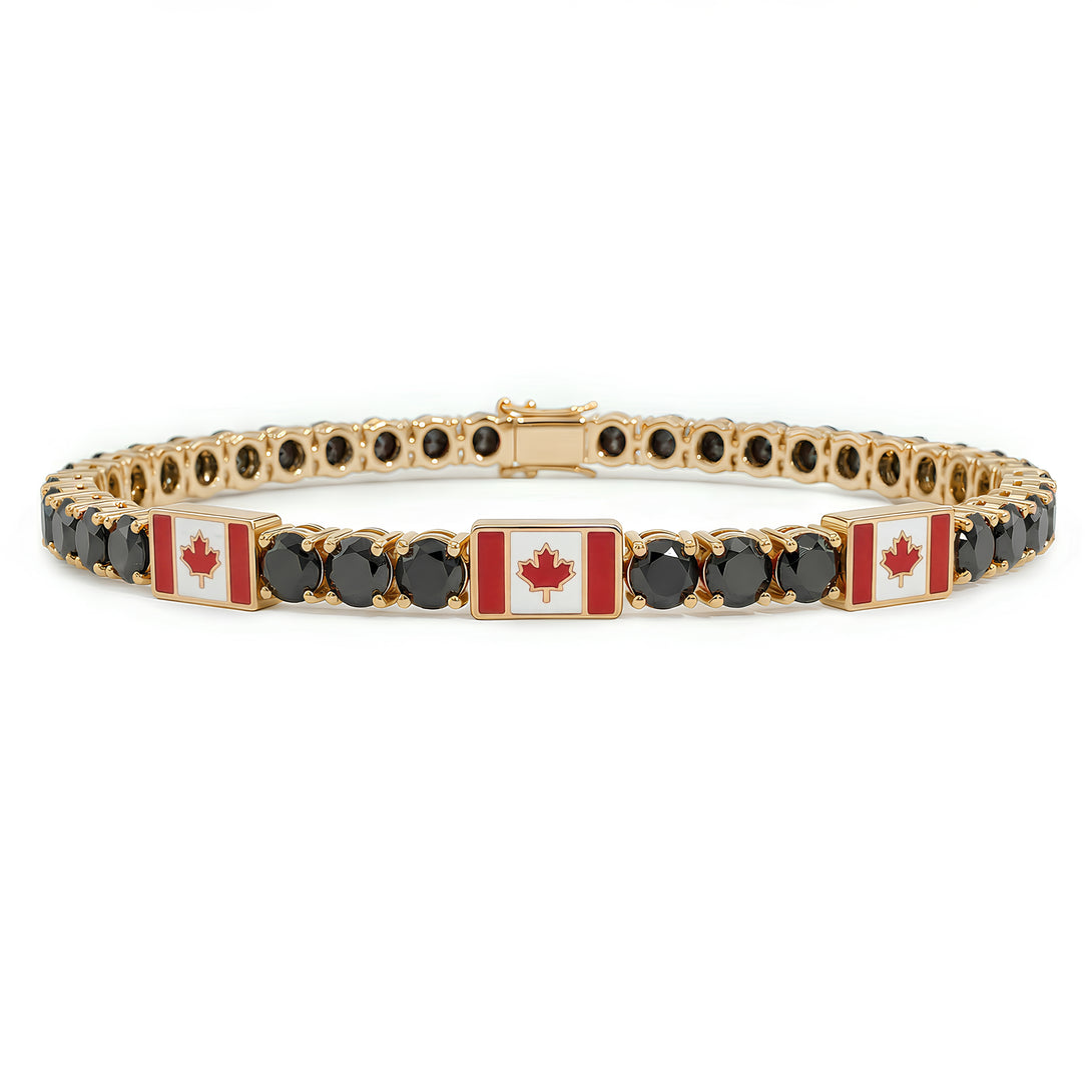 Black Diamond Tennis Bracelet with Canada Flag no. 7