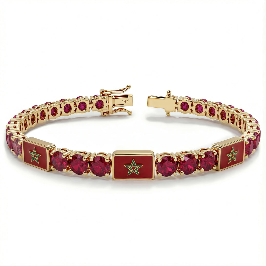 Ruby Tennis Bracelet with Morocco Flag no. 10