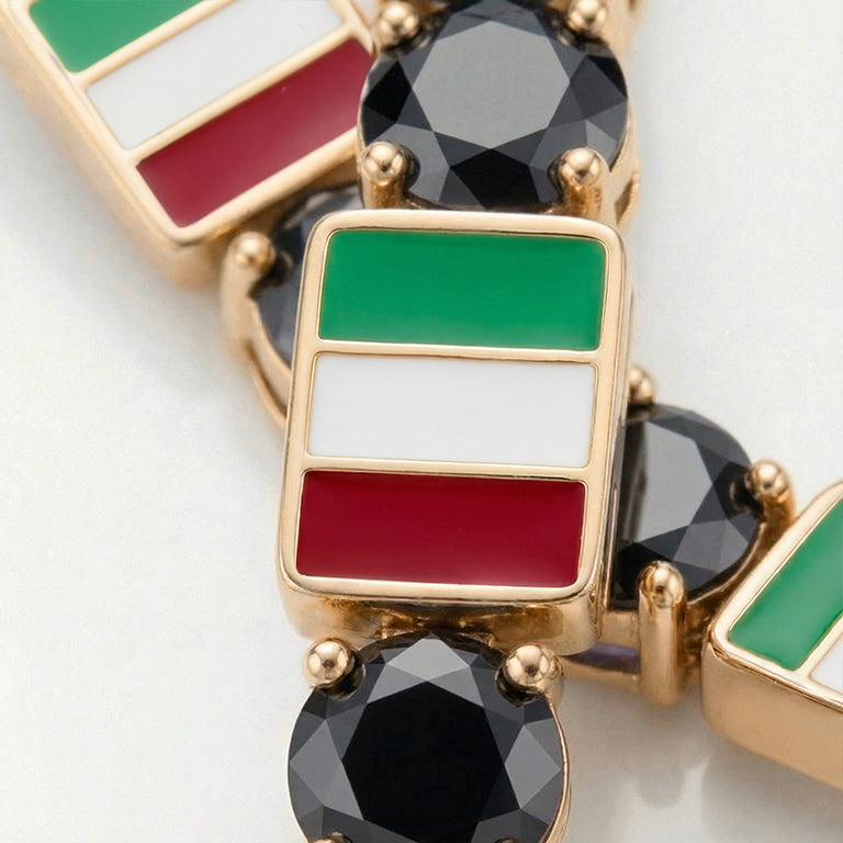 Black Diamond Tennis Bracelet with Italy Flag no. 7