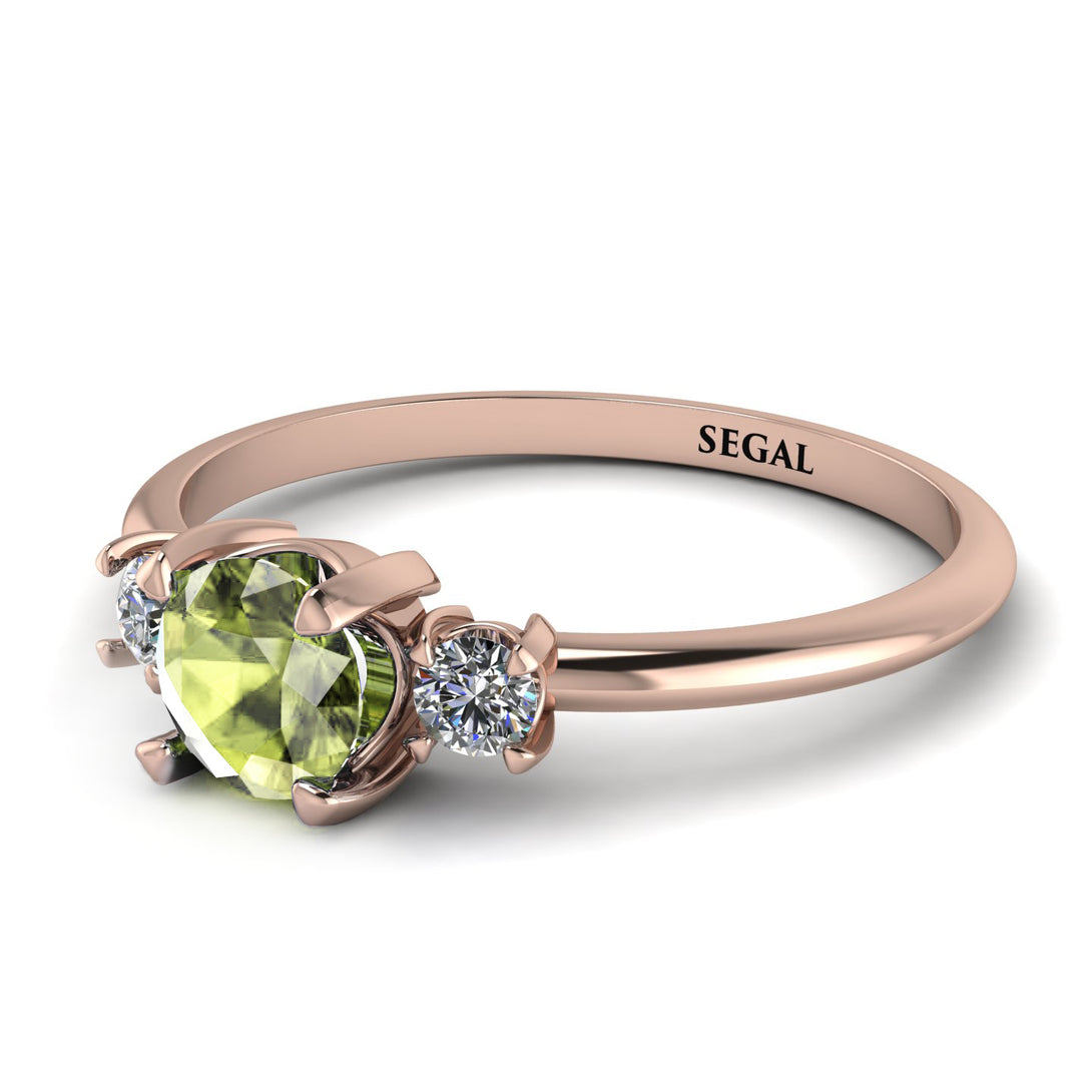 Classic Three Stone Peridot Engagement Ring - Valentina No. 702