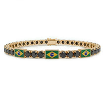 Black Diamond Tennis Bracelet with Brazil Flag no. 7 image 1