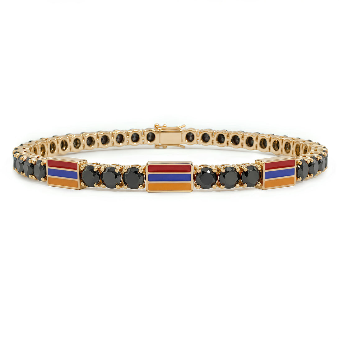 Black Diamond Tennis Bracelet with Armenia Flag no. 7