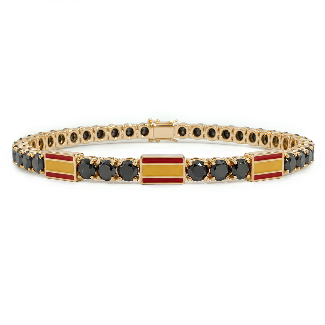 Black Diamond Tennis Bracelet with Spain Flag no. 7