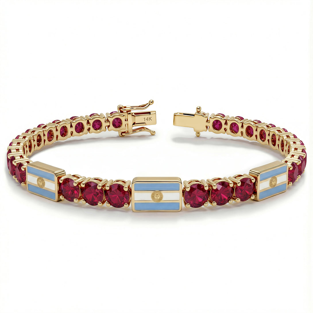 Ruby Tennis Bracelet with Argentina Flag no. 10