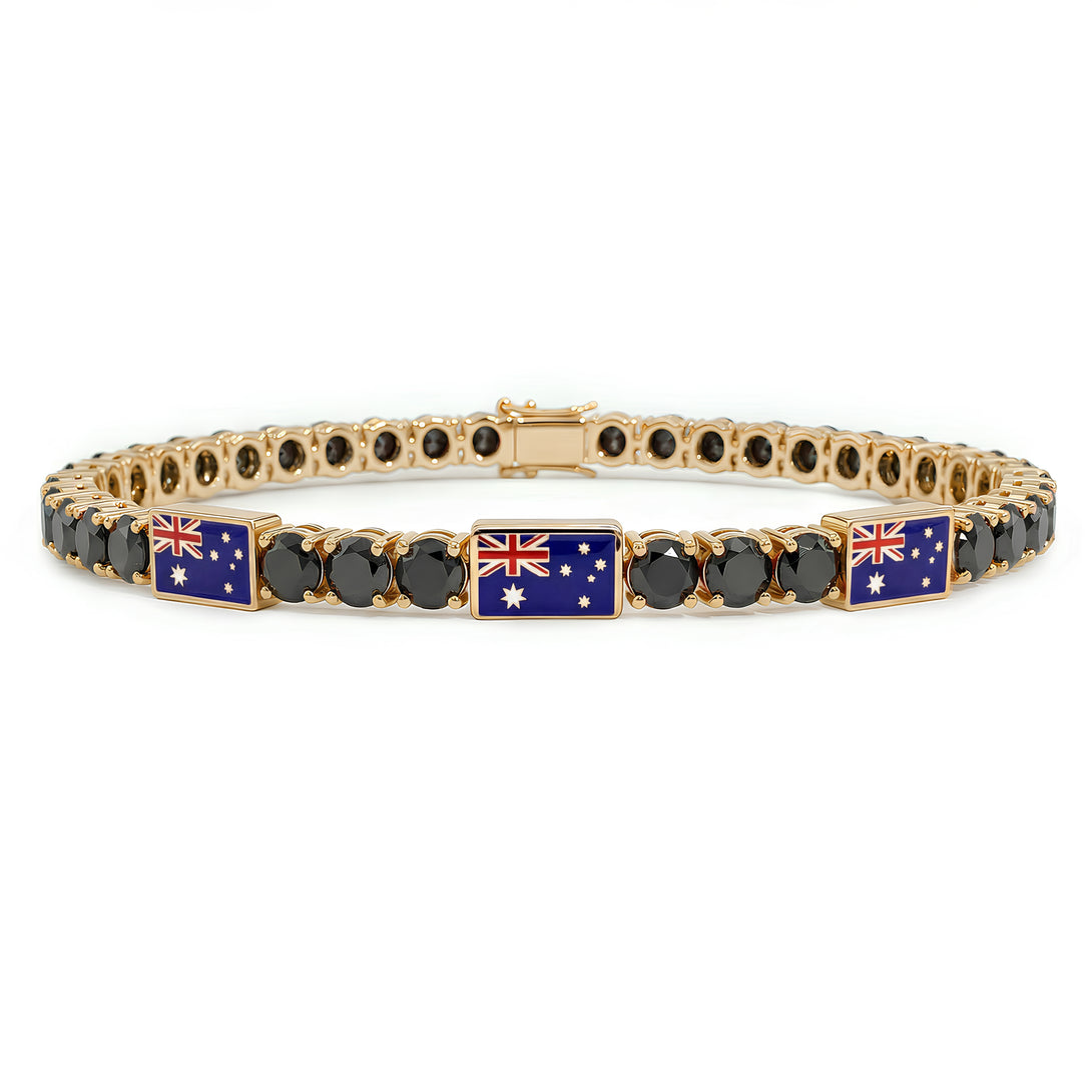 Black Diamond Tennis Bracelet with Australia Flag no. 7