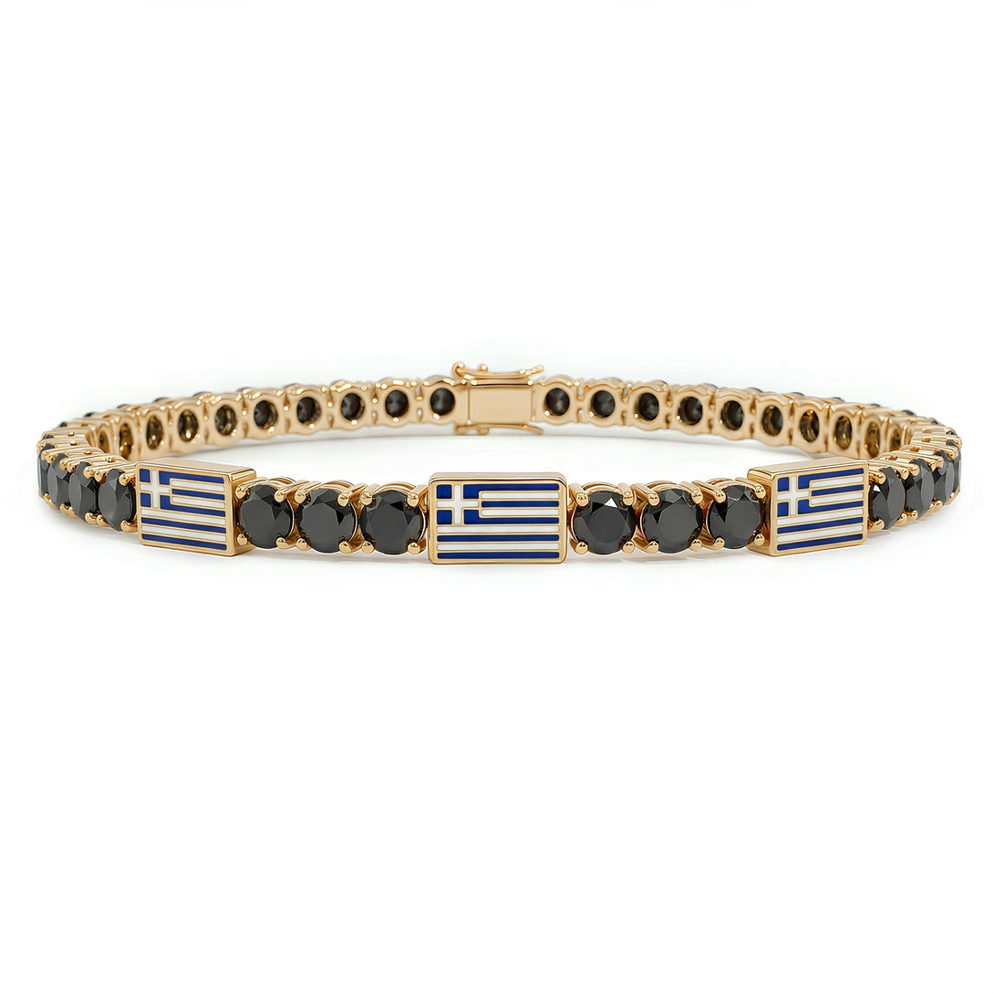Black Diamond Tennis Bracelet with Greece Flag no. 7