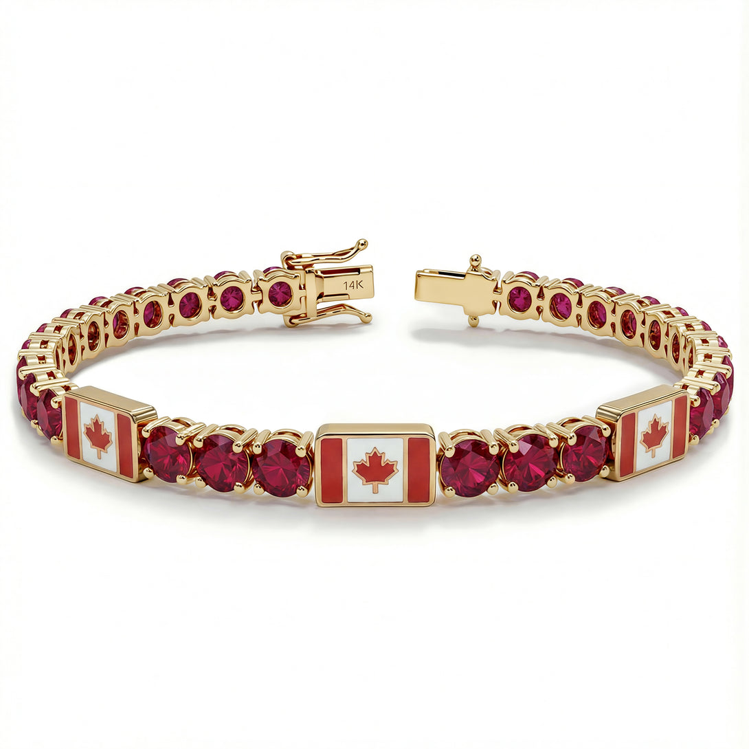 Ruby Tennis Bracelet with Canada Flag no. 10