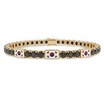 Black Diamond Tennis Bracelet with South Korea Flag no. 7 image 1