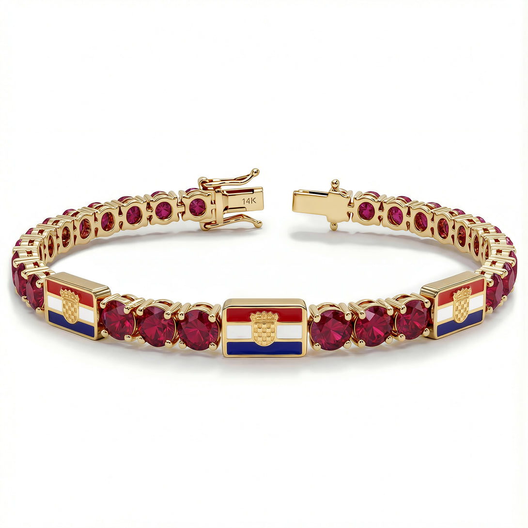 Ruby Tennis Bracelet with Croatia Flag no. 10