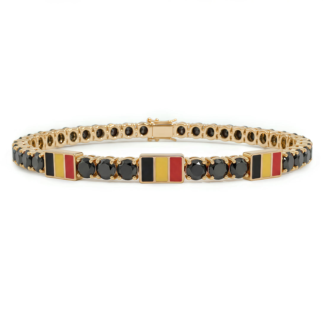 Black Diamond Tennis Bracelet with Belgium Flag no. 7